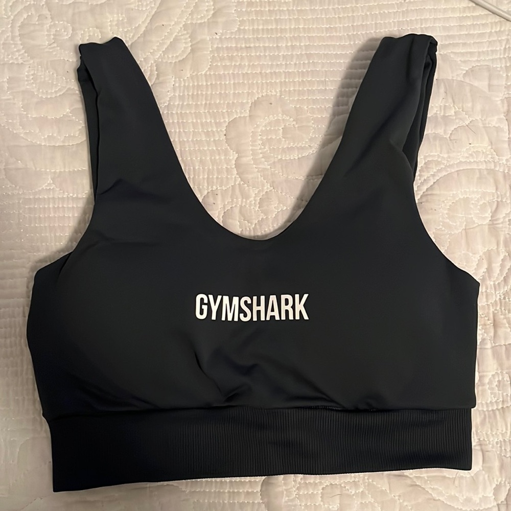 Gym shark dark green sports bra